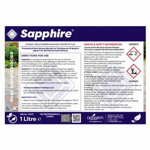 Sapphire Hard Surface Cleaner 1L Label